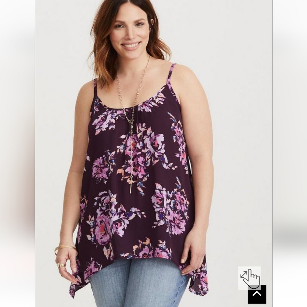 Plus Size Purple Floral Spaghetti Strap Tank Top